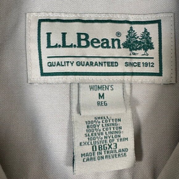 LL Bean Adirondack Barn Coat Womens Medium Beige Corduroy Collar Flannel Lined - Picture 3 of 10